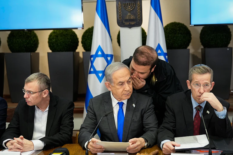 Israeli prinme minister Benjamin Netanyahu at a cabinet meeting, December 2023.