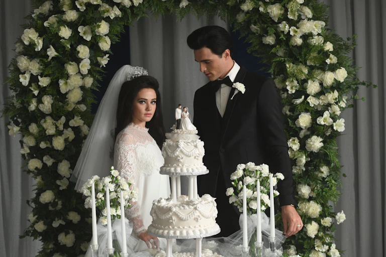 Priscilla and Elvis on their wedding day.