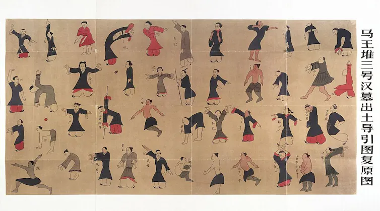 A banner showing different postures of exercise.