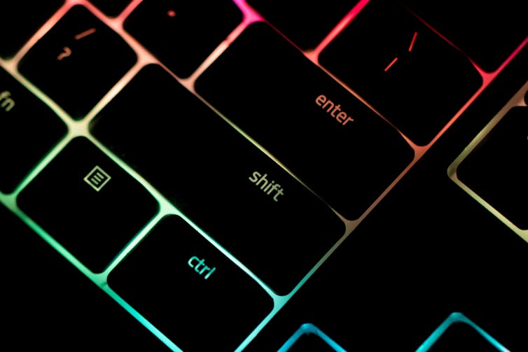 A closeup of a computer keyboard.