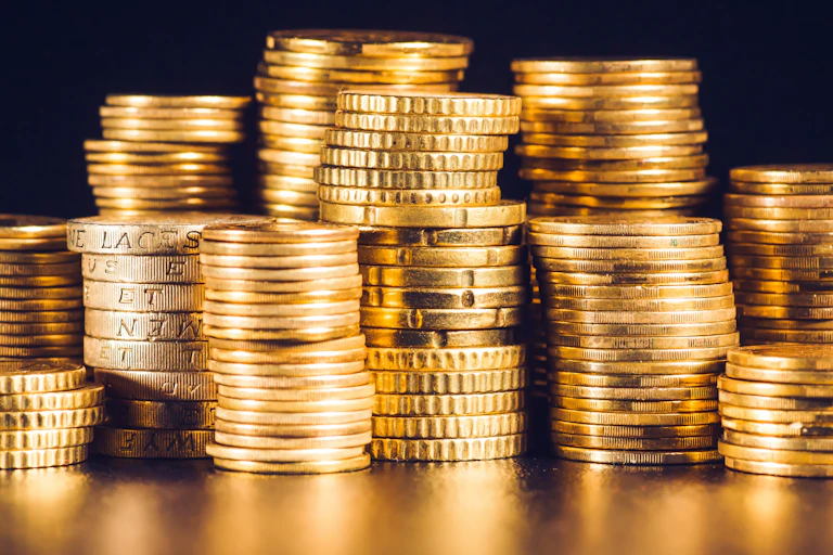 Piles of coins