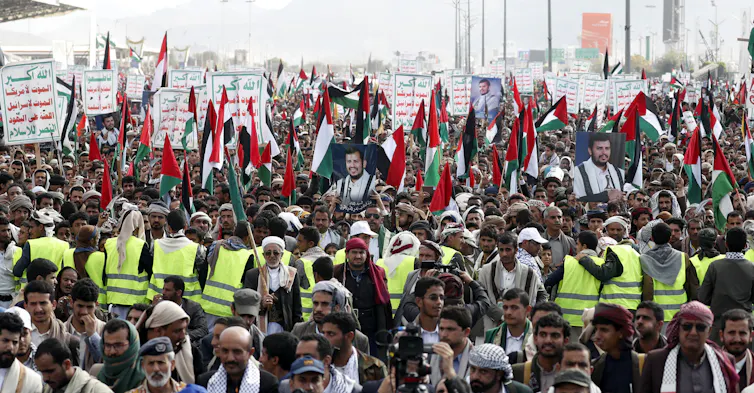 Houthi rebels protest against the west's support for Israel, January 2024.