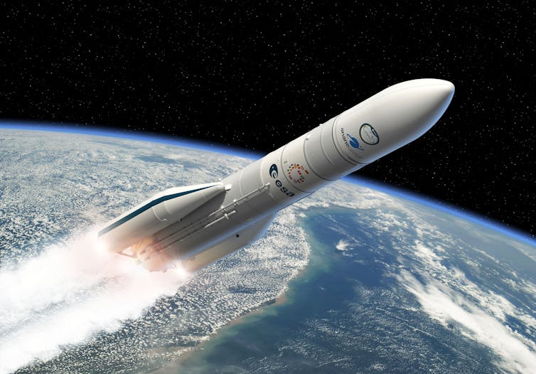 image d’artiste d’Ariane 6 dans l’espace