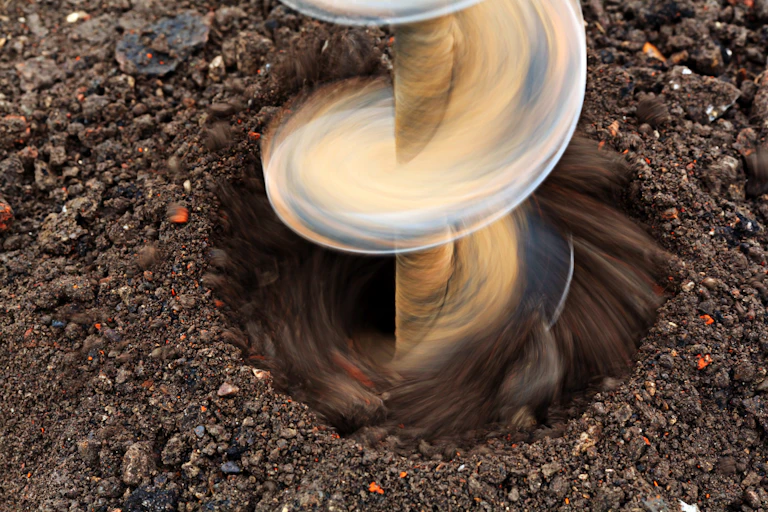 A drill drilling into the ground.