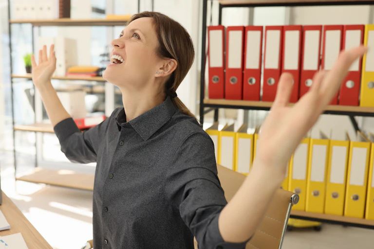 A woman finds joy at work.