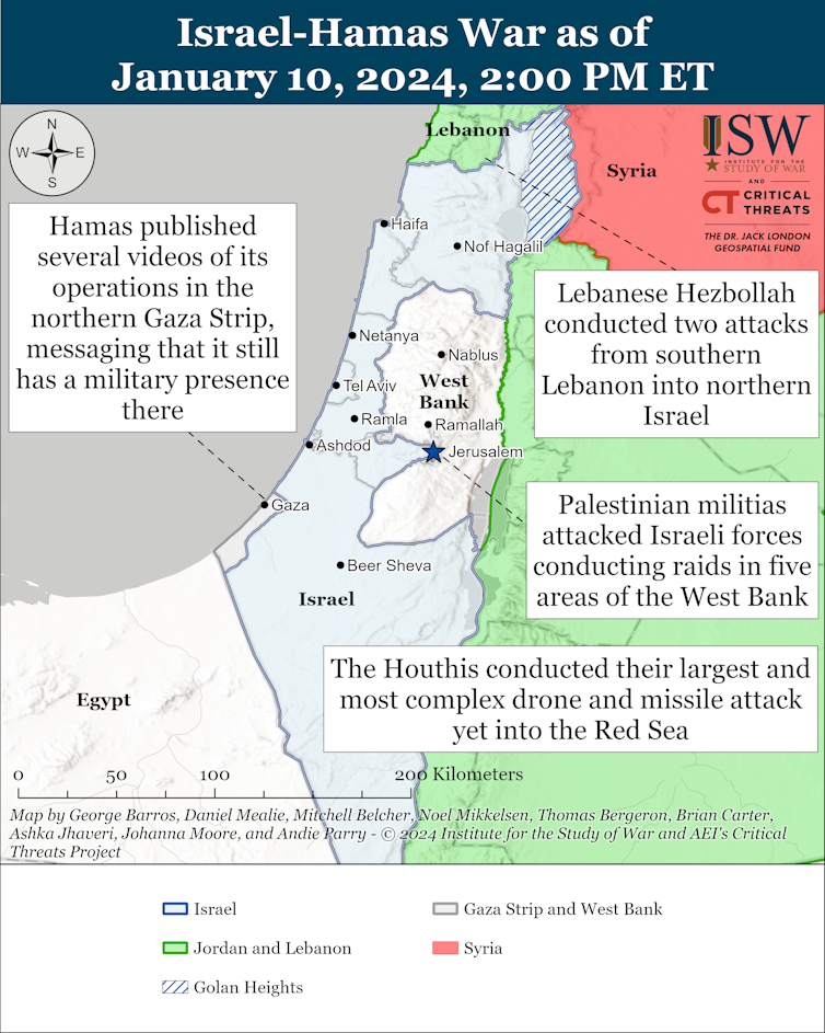 Map showing the state of the Middle East conflict by the Institute for the Study of War.