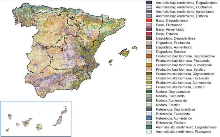 Mapa de condición de la tierra en España (2000-2010).