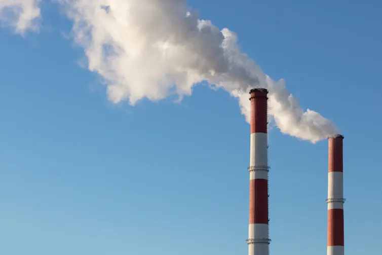 Two smokestacks.