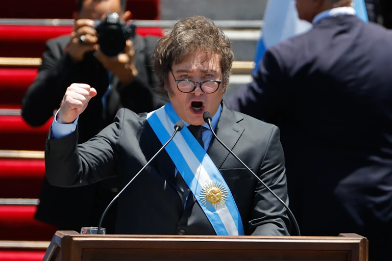 Javier Milei giviing a speech.