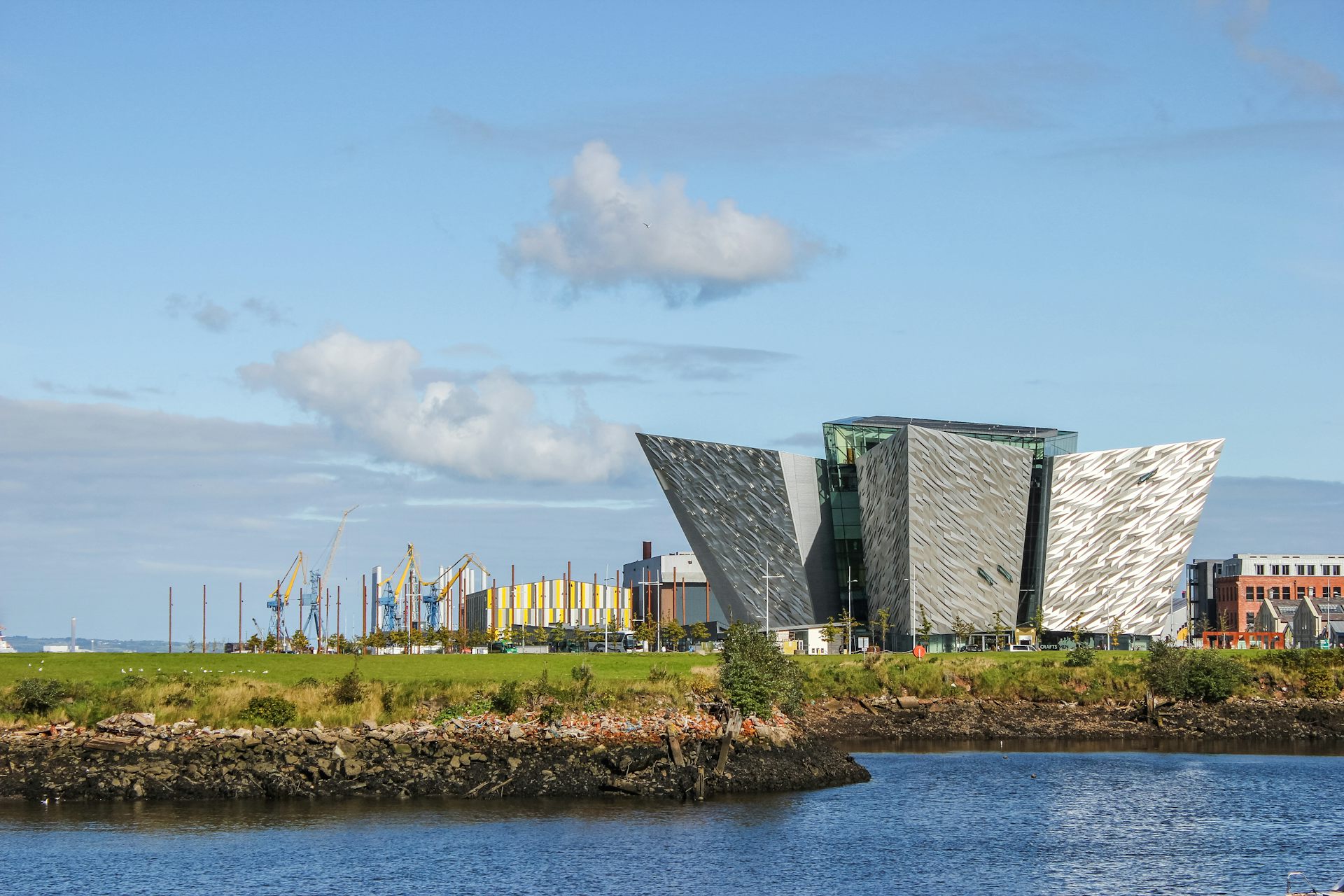 Belfast's Titanic Museum, with Titanic Studios located at the rear.
