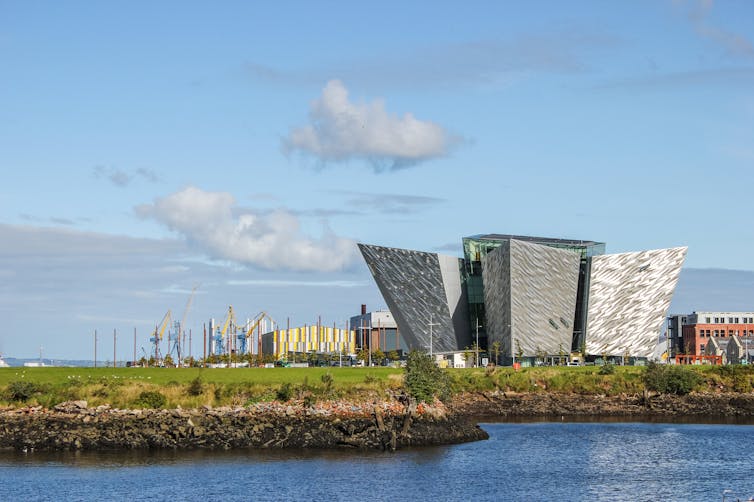 Belfast's Titanic Museum, with Titanic Studios located at the rear.