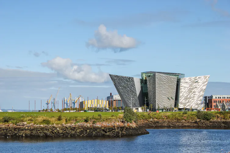 Belfast's Titanic Museum, with Titanic Studios located at the rear.