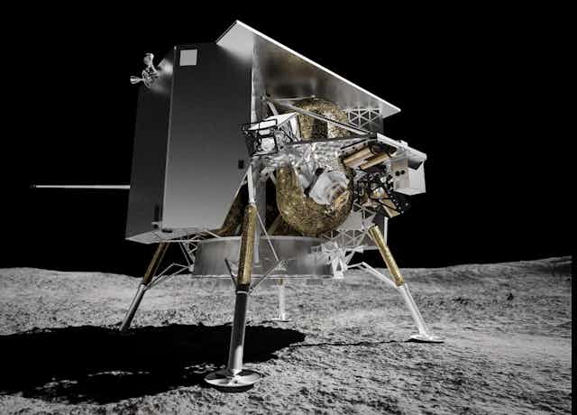 A piece of space machinery lands on the moon