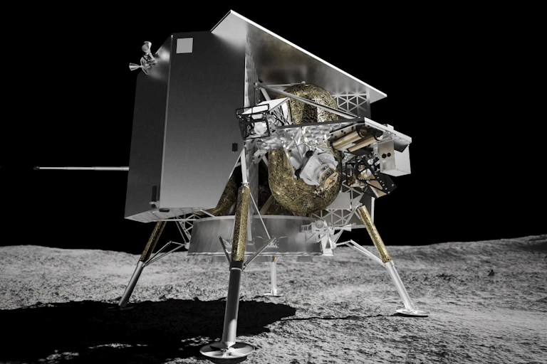A piece of space machinery lands on the moon