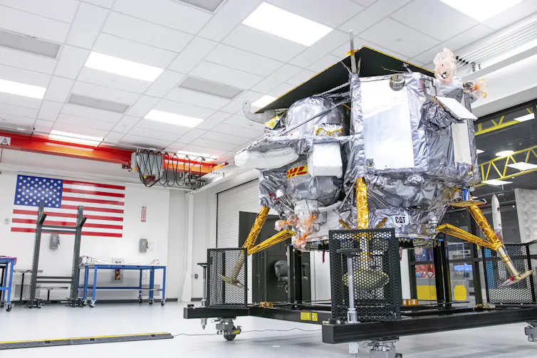 A lunar lander in a space facility