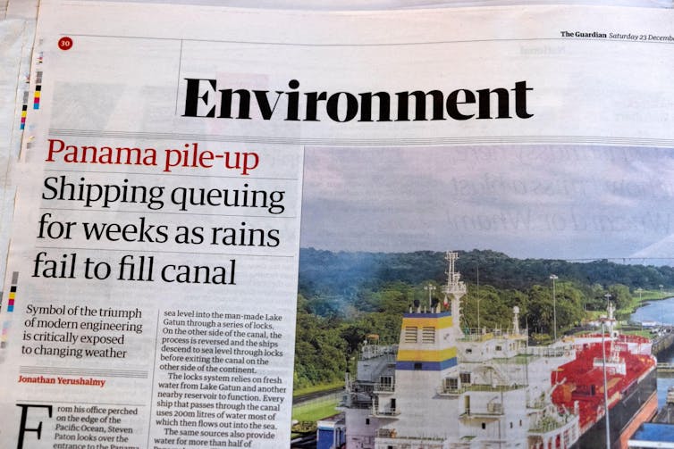 Nerwspaper report on Panama Canal drought.