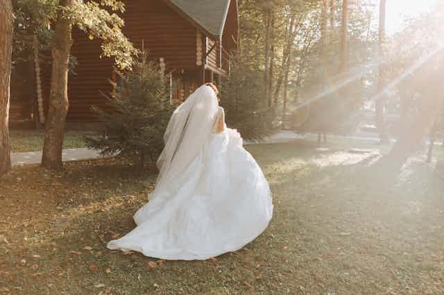 A bride in a white gown. 