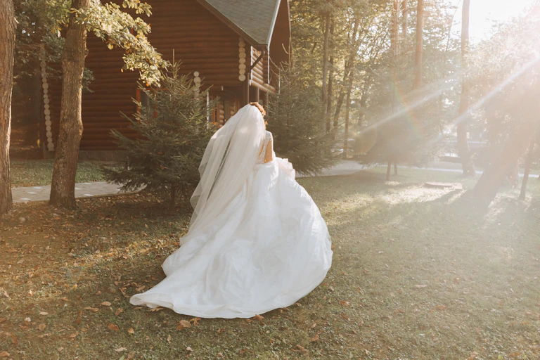 A bride in a white gown.