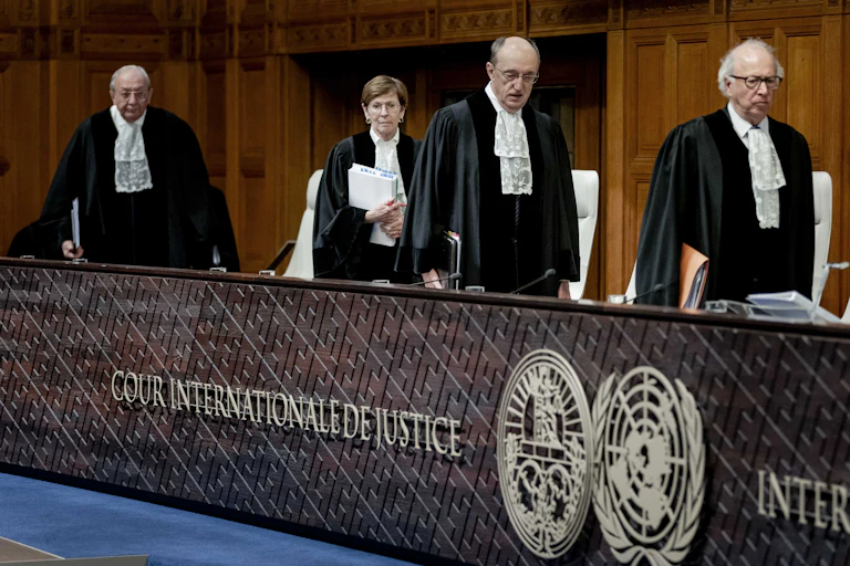 Four judges take their places for a hearing of the International Court of Justice at The Hague, January 2024.