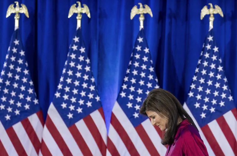 Republican presidential hopeful Nikki Haley at the Iowa caucus on January 15 2024.