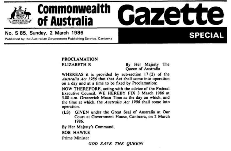 A black and white gazette article from 1986 from Bob Hawke