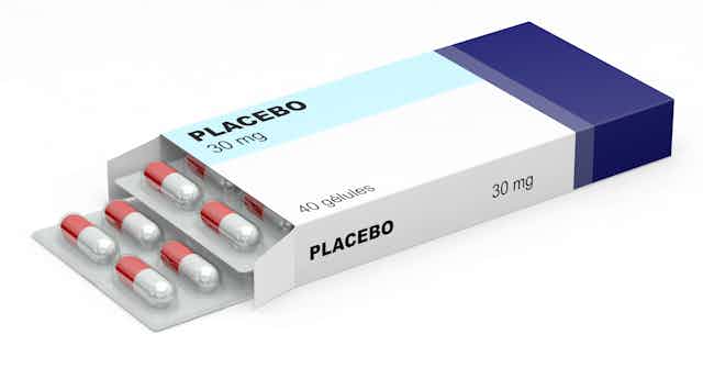A box of pills labelled 'placebo'