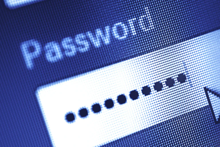 A blue screen displays the word Password, with a cursor hovering over it.
