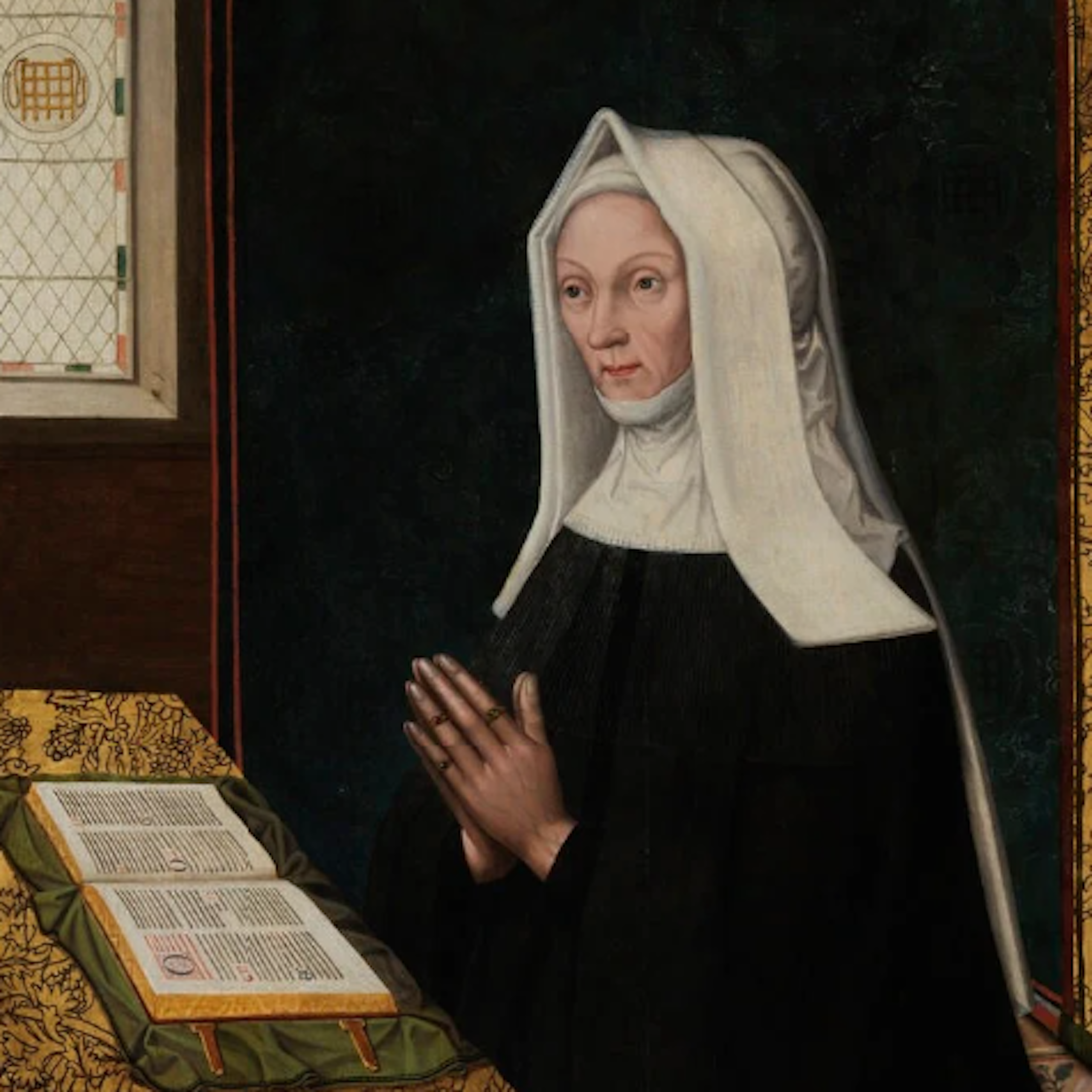 Portrait of Lady Margaret Beaufort praying in a habit.