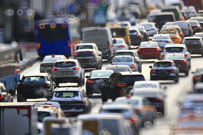 Five lanes of traffic