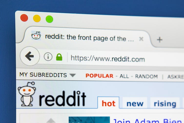 A screenshot shows Reddit.