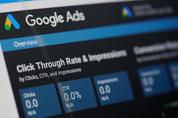 A screen showing a Google ads dashboard