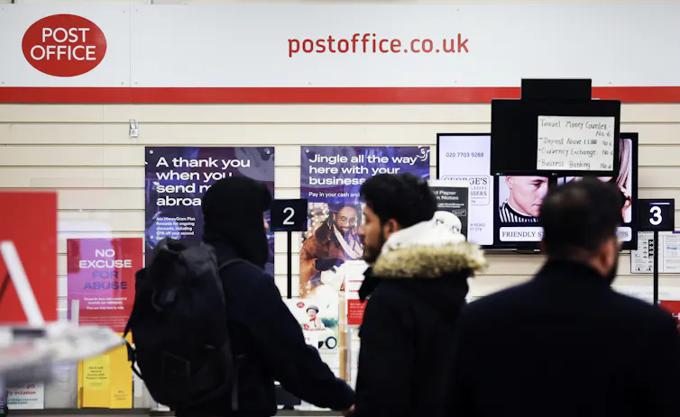 The inside of a UK post office