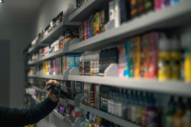 Colourful vapes in a shop