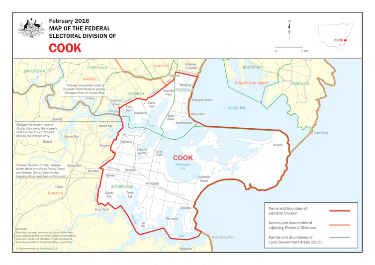 Map of the electoral division of Cook, NSW