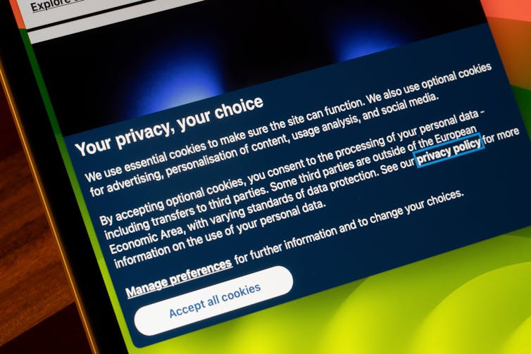 Cookie consent notice is seen on the website of nature.com on a laptop computer