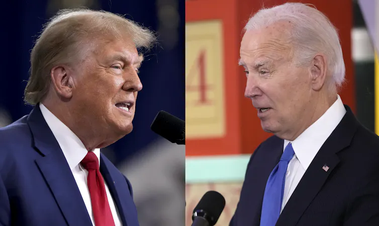 Two photos of Donald Trump and Joe Biden