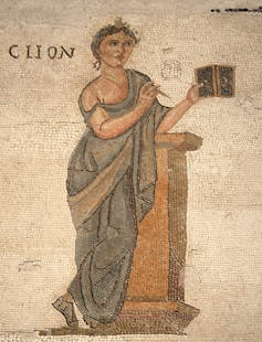 Mosiac of a Roman muse.