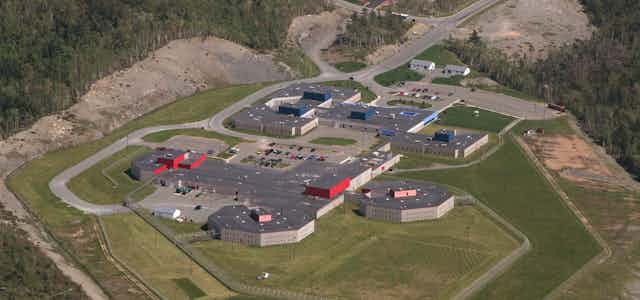 A aerial photo of a prison complex