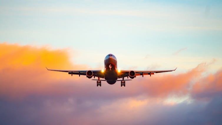 An aeroplane coming in to land.