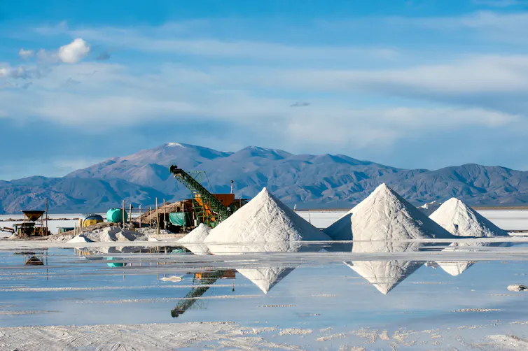 Lithium mine, mountains in background