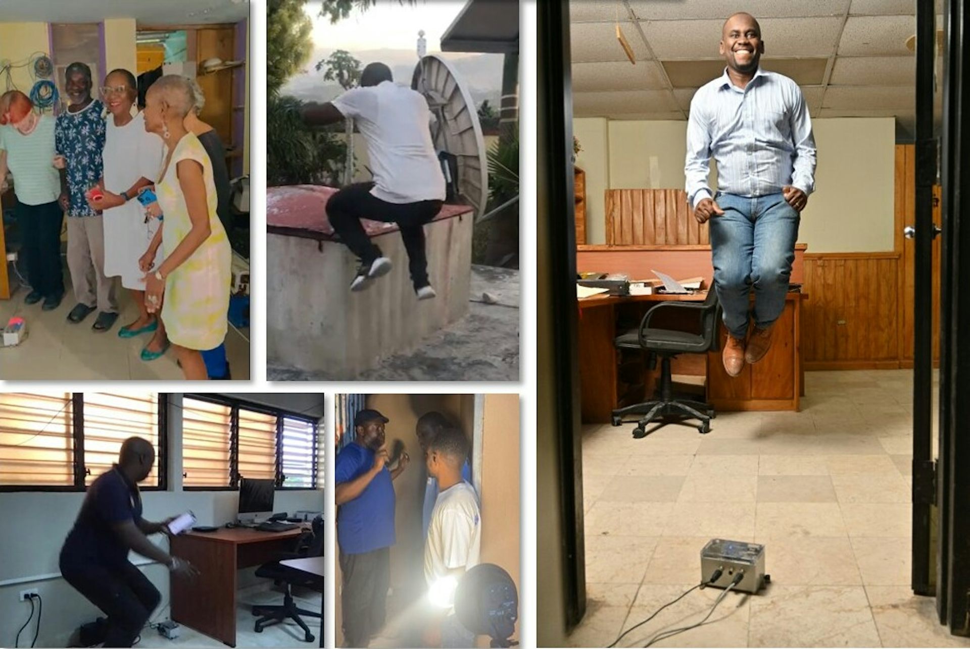 Des sismo-citoyens sautent près de leur sismographe le 12 janvier 2023, à 16h53