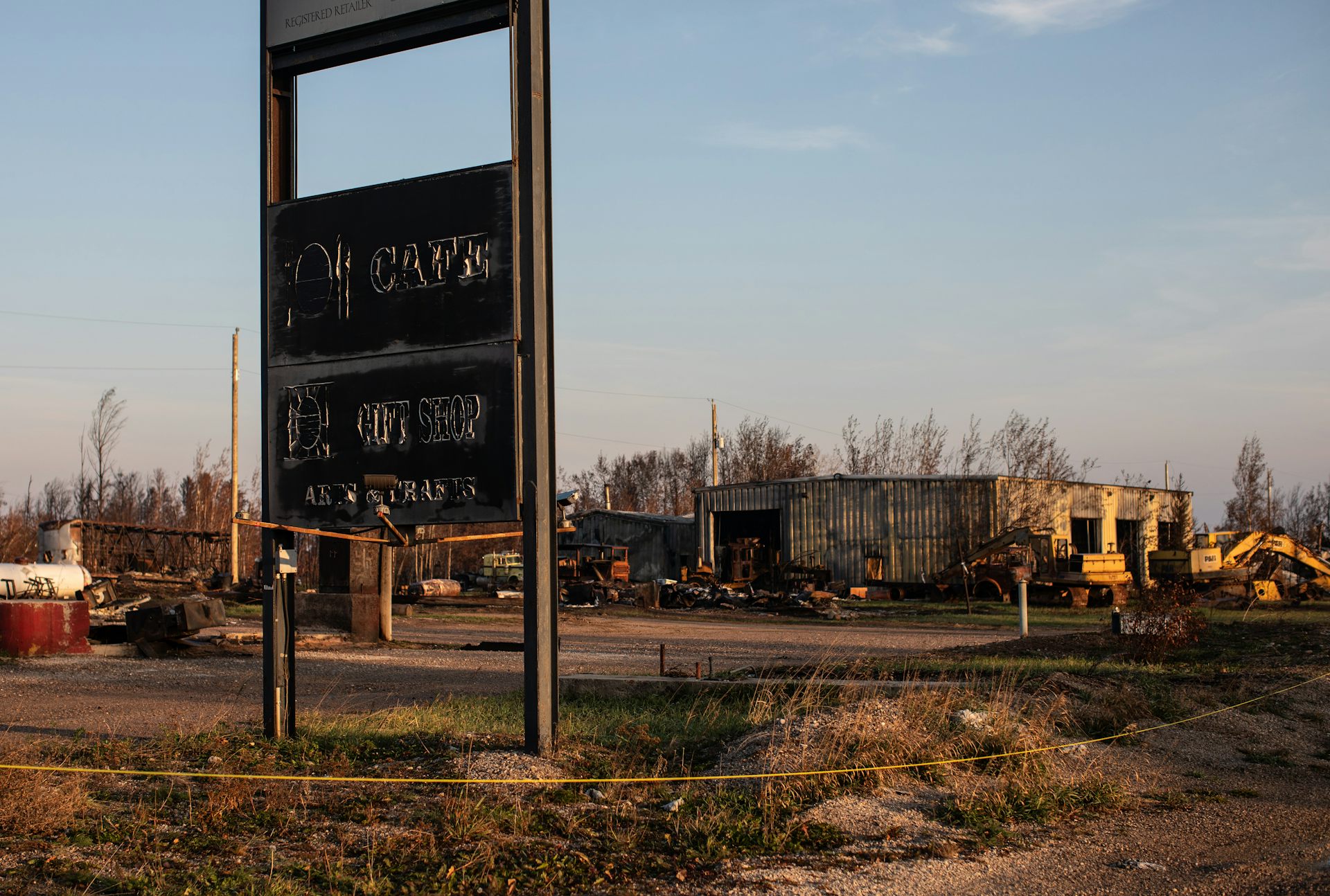A cafe and gift shop destroyed by the wildfires.