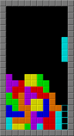 La pantalla de Tetris con sus piezas de hasta cuatro cubos.