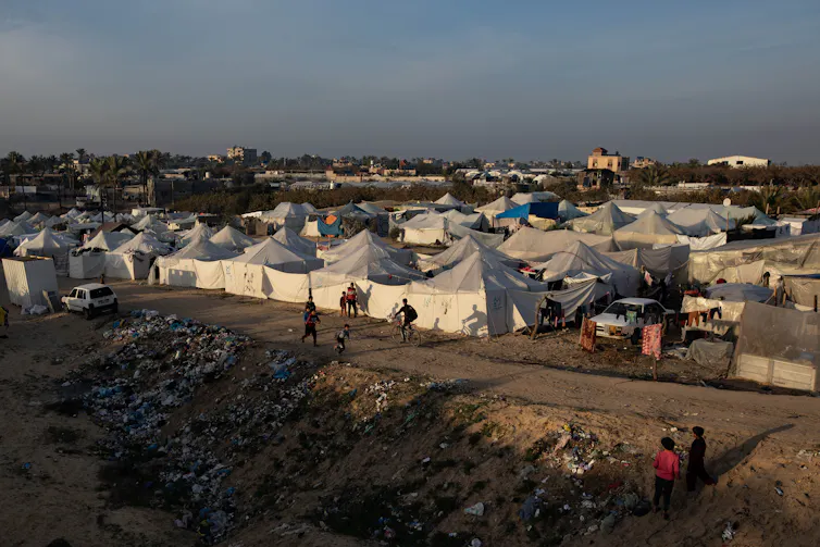 A Palestinian refugee camp at Rafah in southern Gaza.