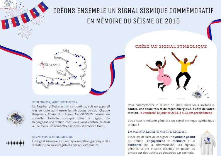 Flyer du projet de séisme commémoratif diffusé auprès des hébergeurs de sismomètres