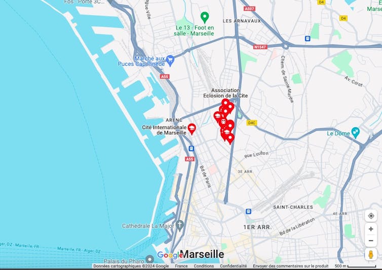 Carte Google de la cité Félix Pyat dans Marseille, IIIᵉ arrondissement