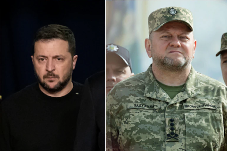 Portrait shots of Ukrainian president, Volodymyr Zelensky and commander-in-chief, Valeriy Zaluzhny
