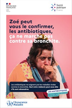Affiche de sensibilisation à destination du grand public quant à l’usage des antibiotiques.