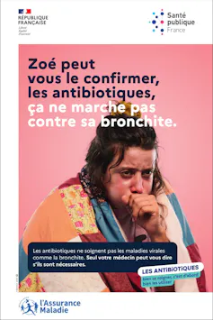 Affiche de sensibilisation à destination du grand public quant à l’usage des antibiotiques.