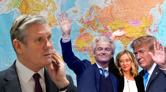 A composite of images of Keir Starmer, Geert Wilders, Giorgia Meloni and Donald Trump
